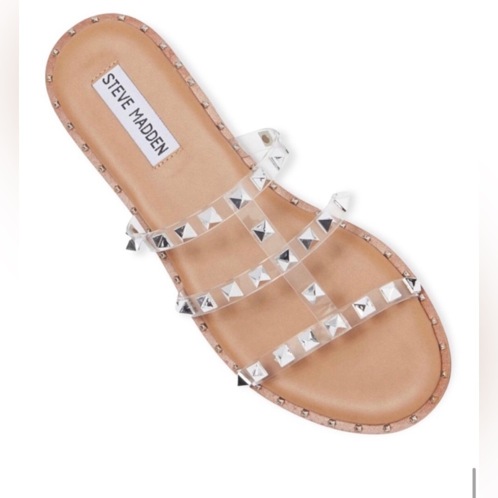 NWT Steve Madden Tan Studded Slide Sandals size 11